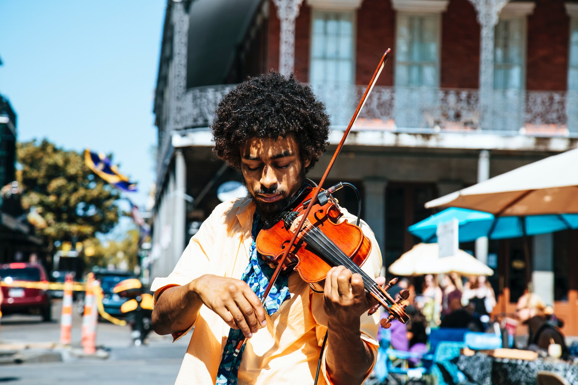 man playing violin