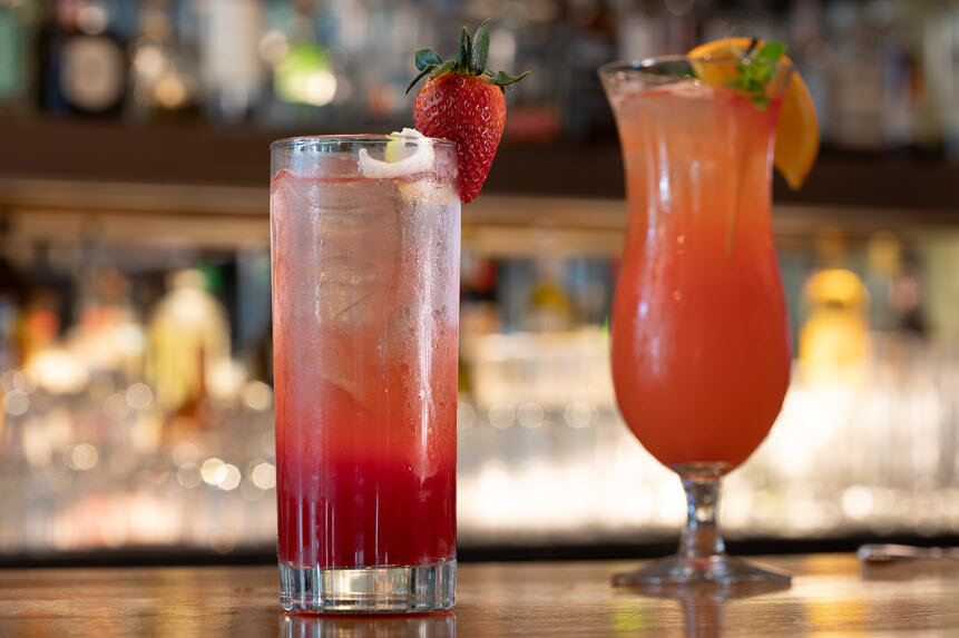 a two drinks on a table