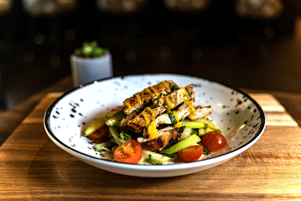 a plate of food on a table